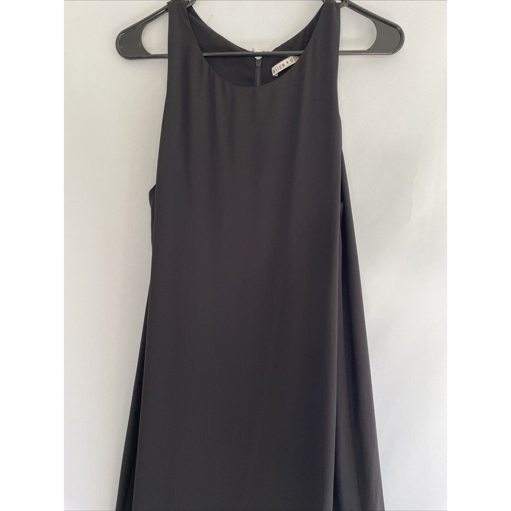 Alice + Olivia Black High Neck Sleeveless Maxi Gown Side Slit R508676774‎ Size S - Picture 2 of 7